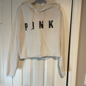 Pink Victoria secrete logo whit hoodie size lg very soft with open mid back